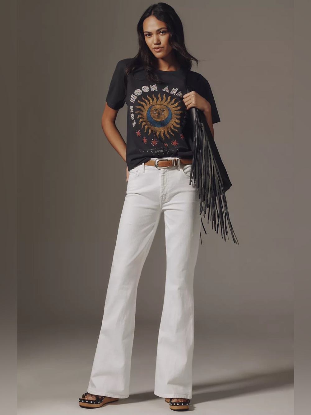 MOTHER White High-Rise Wide-Leg Jeans